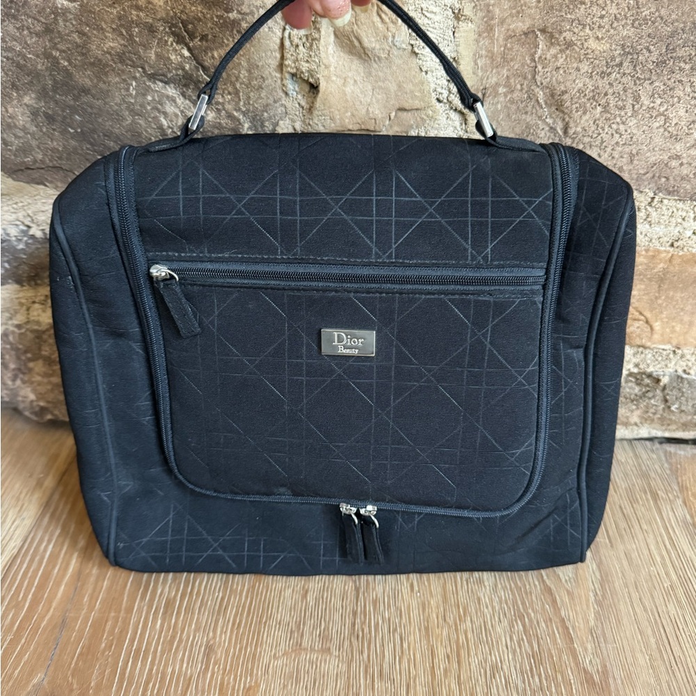 NWOT Christian Dior Black Quilted Cannage Large Cosmetic Bag GORGEOUS price firm